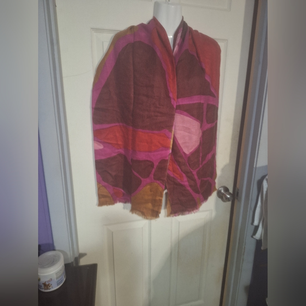 Collection XIIX Pink and Brown Scarf 33 In